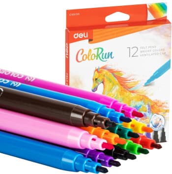 Фломастеры Deli EC10000 ColoRun Вентилируемый 12цв. коробка с европодвесом - фото 5