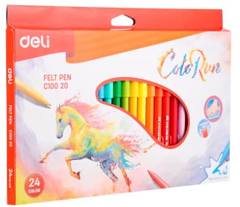 Фломастеры Deli EC10020 ColoRun Вентилируемый 24цв. коробка с европодвесом - фото 2