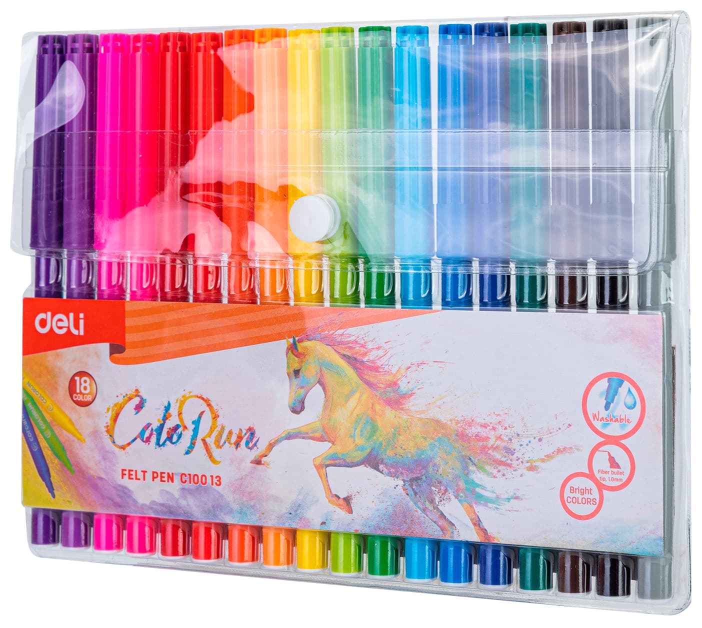 Фломастеры Deli EC10013 ColoRun Вентилируемый 18цв. пакет с европодвесом - фото 4