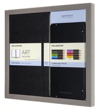 Набор Moleskine Art Collection Sketching блокнот для рисования/акварельные карандаши Large нелинованный черный - фото 5