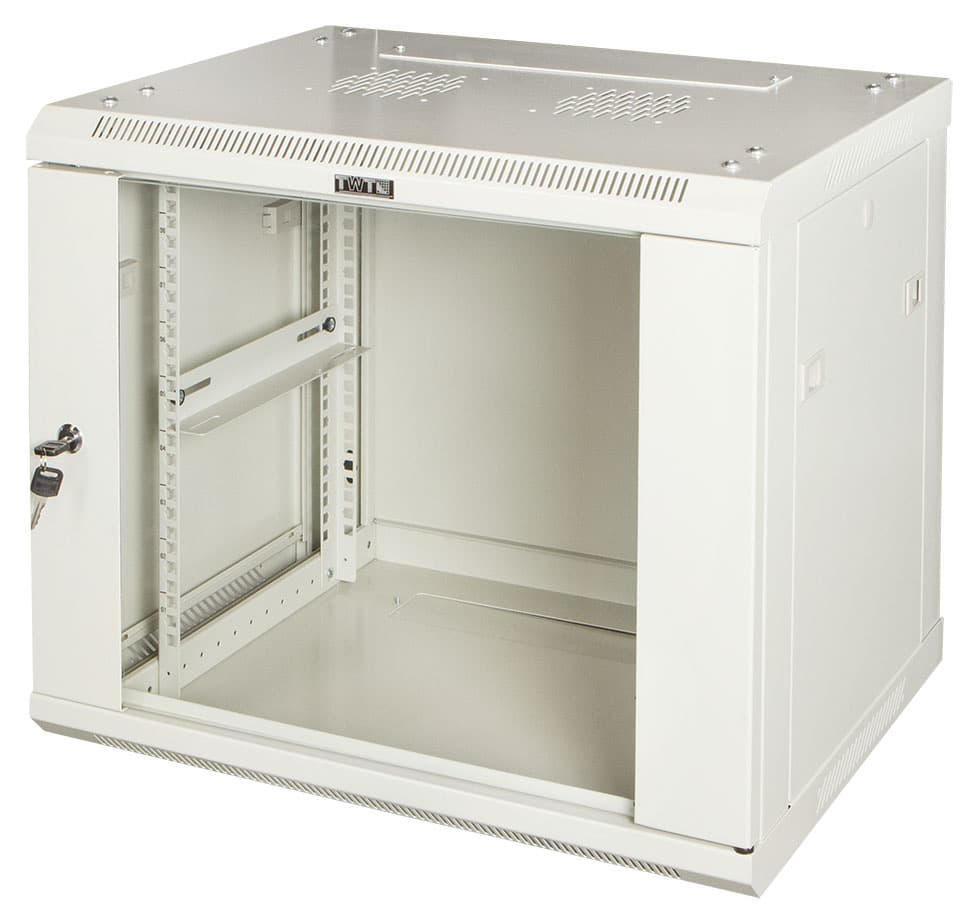 Шкаф коммутационный Lanmaster (TWT-CBWPG-9U-6X4-GY) настенный 9U 600x400мм пер.дв.стекл 60кг серый - фото 1