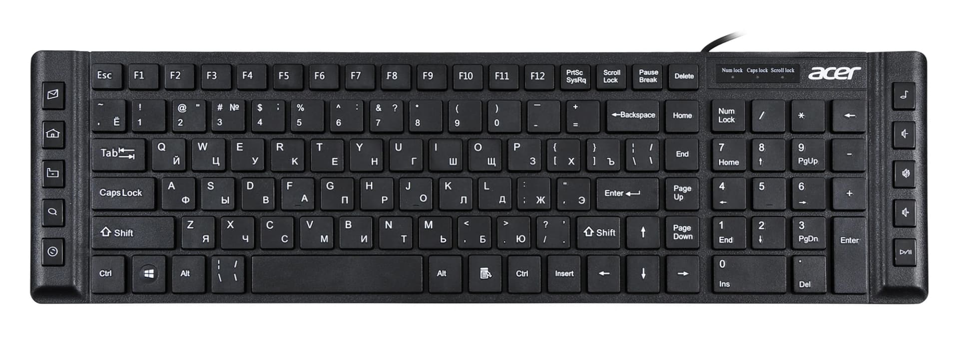 Клавиатура Acer OKW010 черный USB slim Multimedia (ZL.KBDEE.002) кабель 1.45м