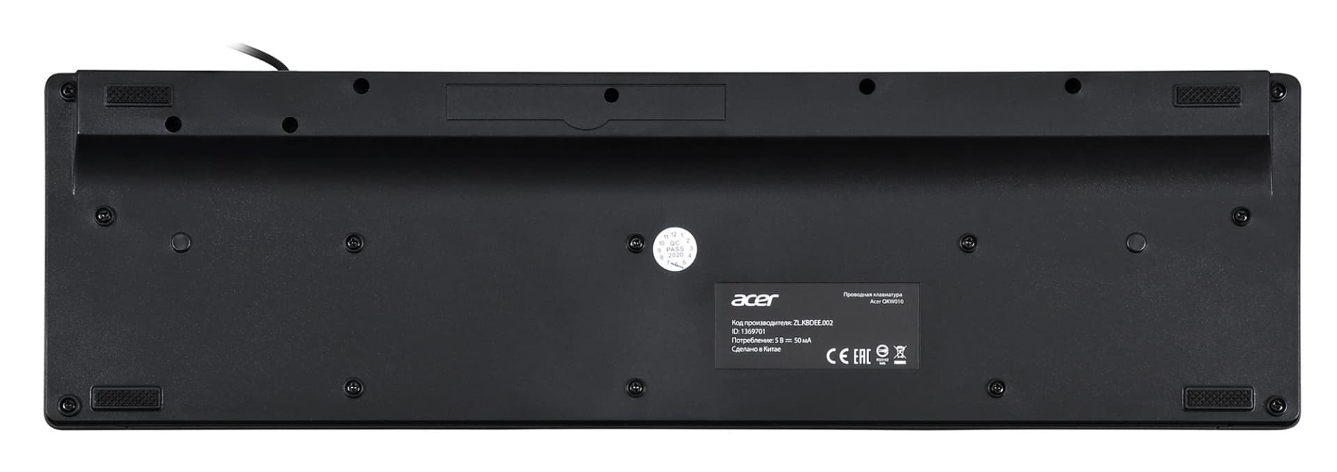 Клавиатура Acer OKW010 черный USB slim Multimedia (ZL.KBDEE.002) кабель 1.45м - фото 4