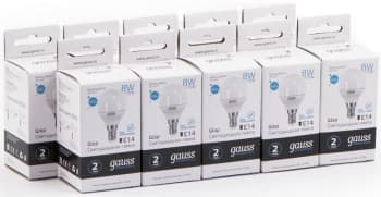 Лампа светодиодная Gauss Elementary 8Вт цок.:E14 шар 220B св.свеч.бел.нейт. P45 (упак.:10шт) (53128) - фото 5