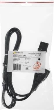 Шнур питания Lanmaster LAN-PP13/14-1.5-BK C13-С14 проводник.:3x0.75мм2 1.5м 250В 10А (упак.:1шт) черный - фото 2