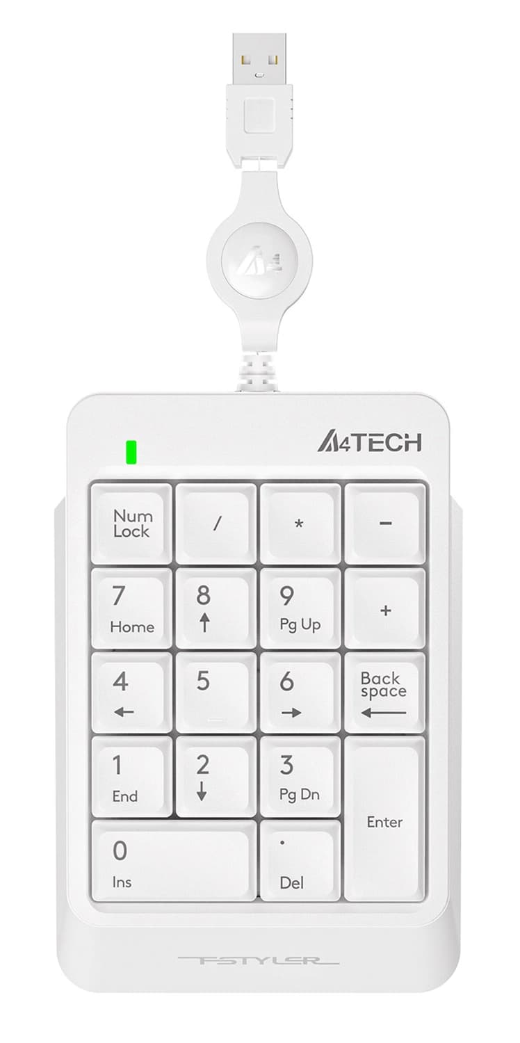 Числовой блок A4Tech FK13 белый USB slim для ноутбука (FK13 USB ( WHITE )) кабель 0.7м