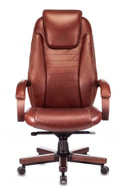 Кресло руководителя Бюрократ T-9923WALNUT светло-коричневый Leather Eichel кожа крестов. металл/дерево - фото 5