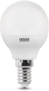 Лампа светодиодная Gauss Elementary 6Вт цок.:E14 шар 220B св.свеч.бел.нейт. (упак.:10шт) (53126) - фото 5