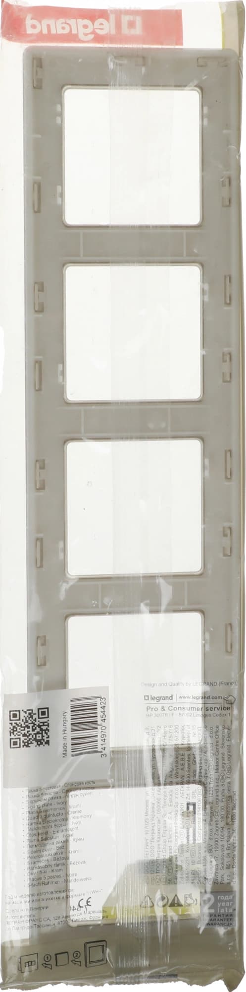 Рамка Legrand Valena Life 754045 накладная 5x горизонтальный монтаж поликарбонат слоновая кость - фото 3