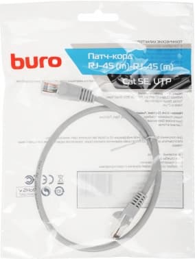 Патч-корд Buro UTP 4 пары cat.5E CCA molded 0.5м серый RJ-45 (m)-RJ-45 (m) (UTP-5E-0,5M-G) - фото 5