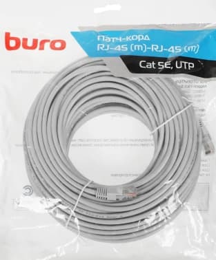Патч-корд Buro UTP-5E-30M-G UTP 4 пары cat.5E CCA molded 30м серый RJ-45 (m)-RJ-45 (m) - фото 2