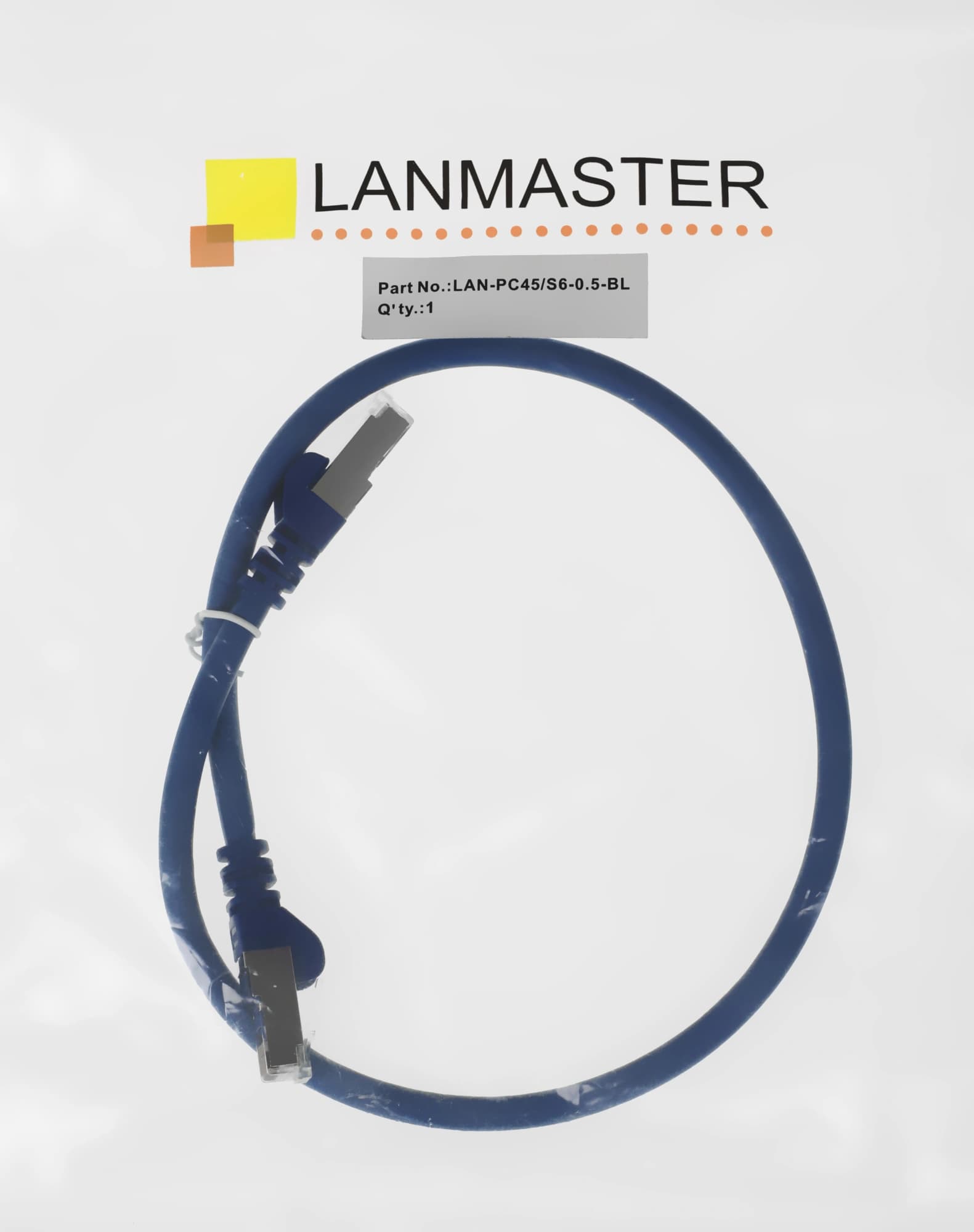 Патч-корд Lanmaster LAN-PC45/S6-0.5-BL FTP RJ-45 вил.-вилка RJ-45 кат.6 0.5м синий LSZH (уп.:1шт) - фото 1