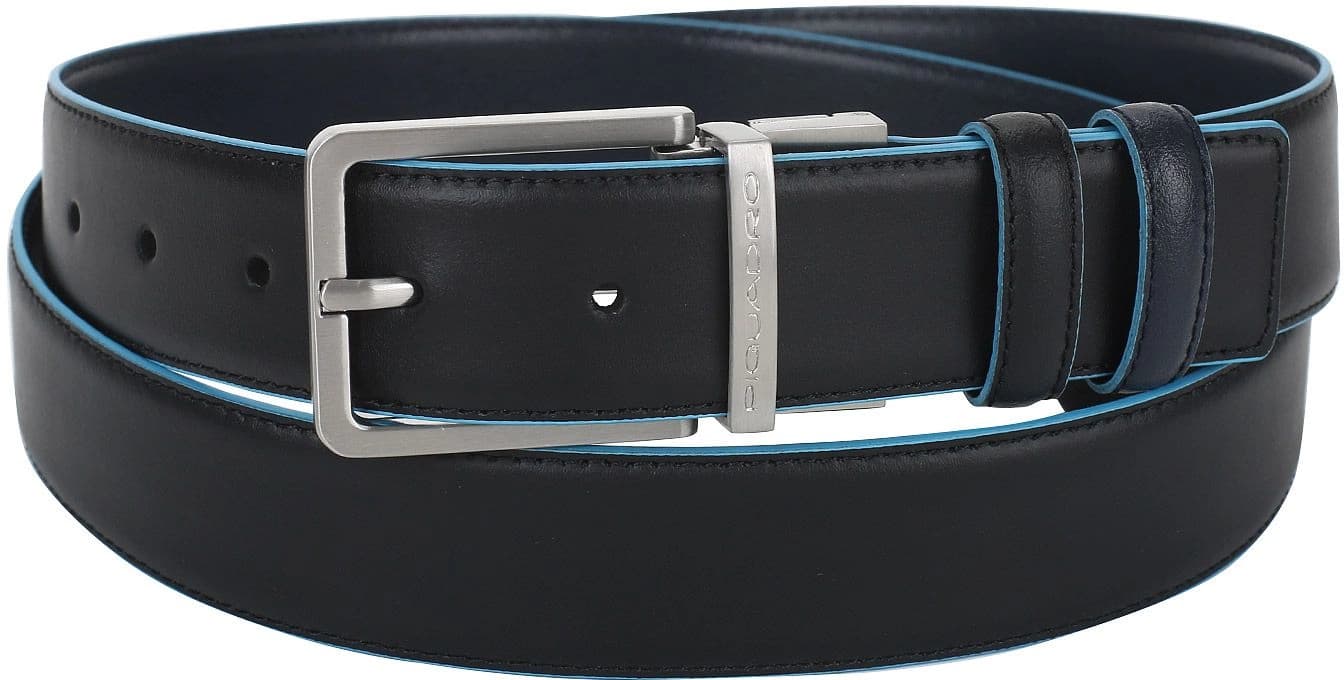 Ремень мужской Piquadro Blue Square CU2619B2/NBLU2 регулир. 127х3.5см черный/темно-синий натур.кожа - фото 4
