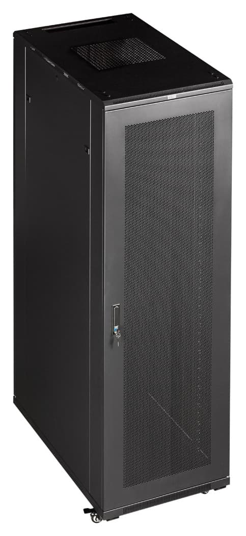 Шкаф коммутационный Lanmaster (TWT-CBB-42U-6X10-P1) напольный 42U 600x1000мм пер.дв.перфор. задн.дв.перфор.2-хст. 2 бок.пан. направл.под закл.гайки 800кг черный IP20 сталь - фото 1