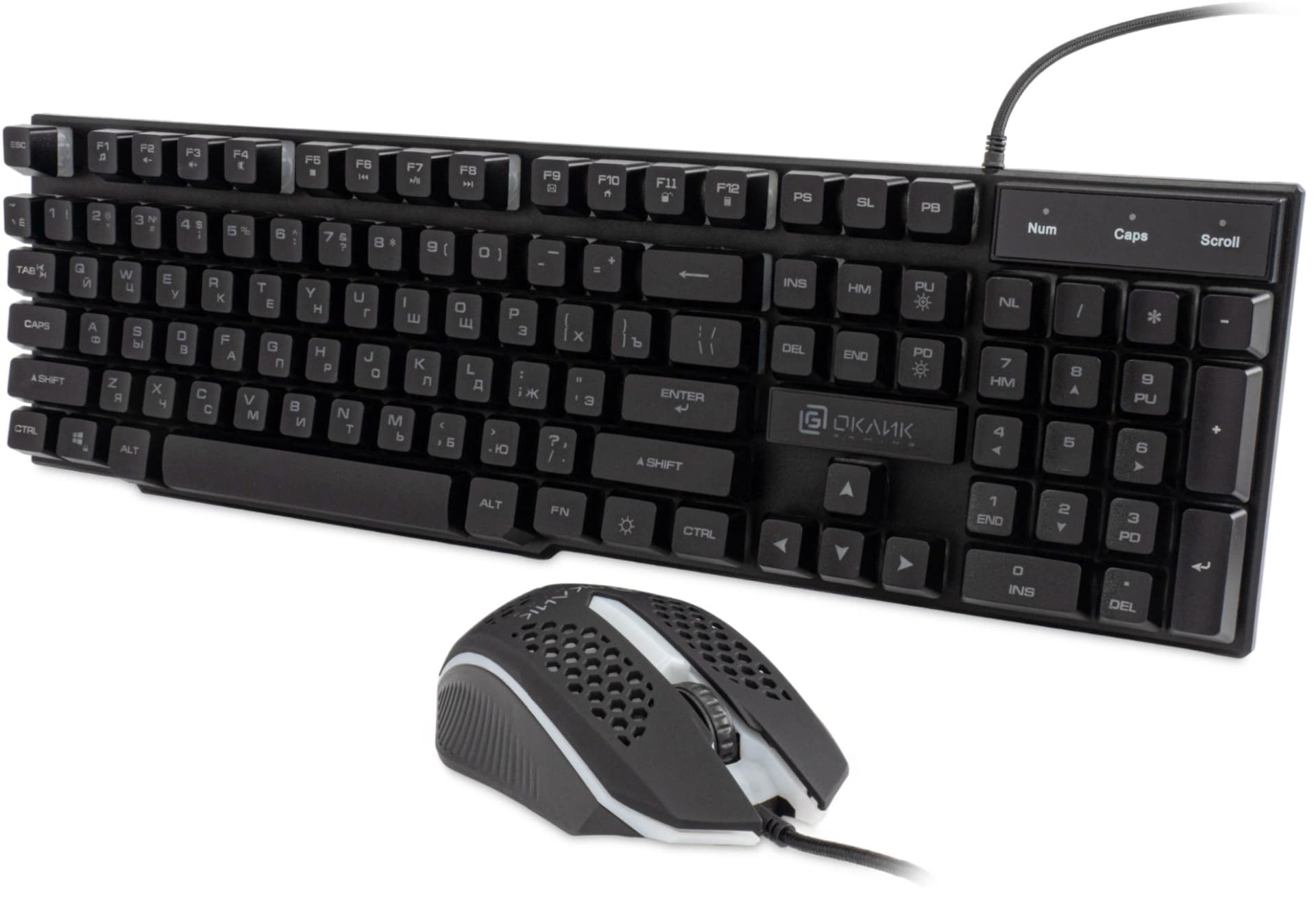 Клавиатура + мышь Оклик 400GMK клав:черный мышь:черный USB LED (1546779)