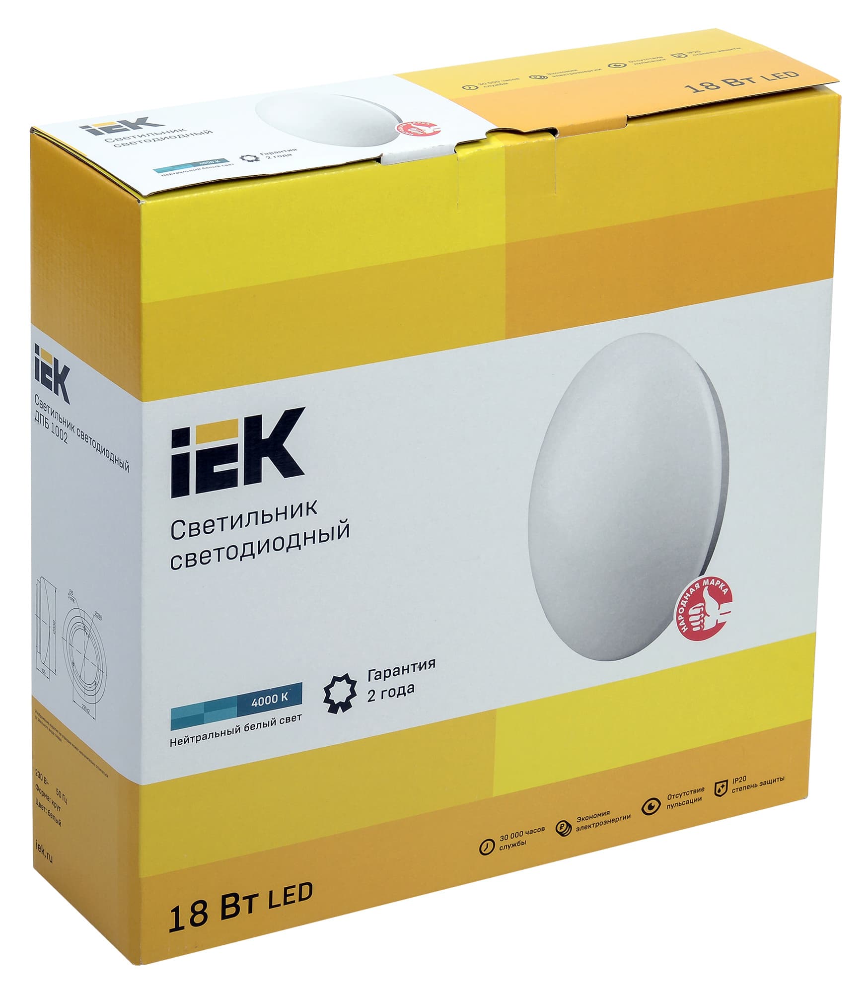 Светильник IEK ДПБ1002 18Вт 4000K белый (LDPB0-1002-18-4000-K01) - фото 4
