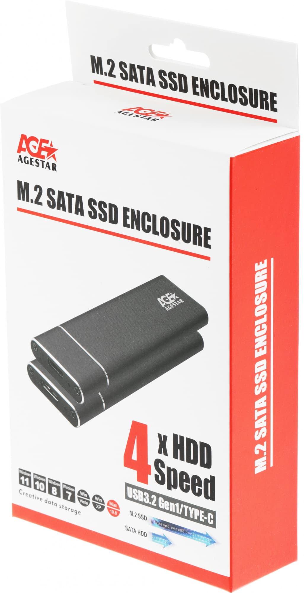 Внешний корпус SSD AgeStar 3UBNF5C SATA III USB 3.0 USB 3.0 Type-С алюминий черный M2 2280 B-key - фото 4