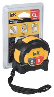 Рулетка строительная IEK Professional TIR10-3-005 дл.полотна 5м изм.шкала в см зацеп двусторонний желтый/черный - фото 5
