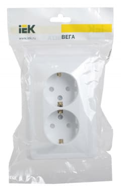 Розетка силов. IEK Вега ERV24-K01-16-DM 2розет. двойн. скрыт. зазем. штор. крыш. IP20 белый (упак.:1шт) - фото 5