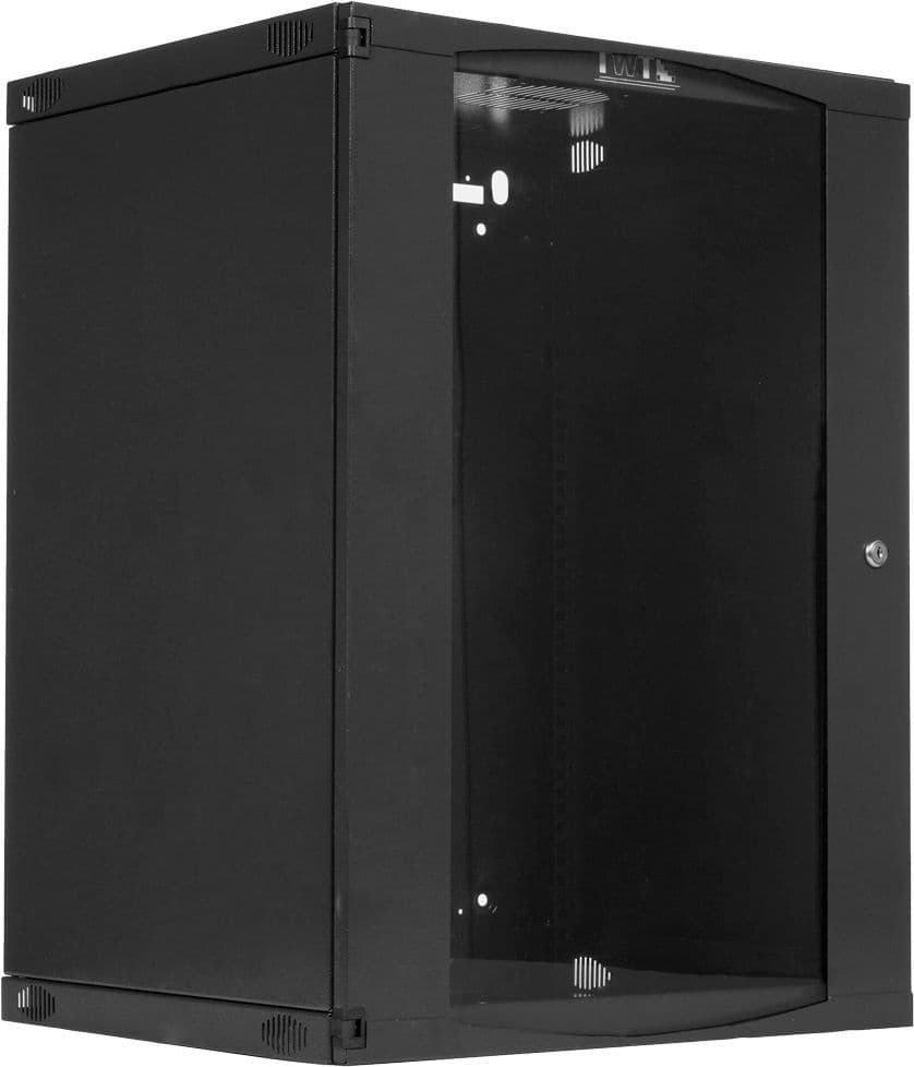 Шкаф коммутационный Lanmaster Next (TWT-CBWNG-18U-6X6-BK) настенный 18U 550x600мм пер.дв.стекл 60кг черный 29кг 988мм IP20 - фото 1