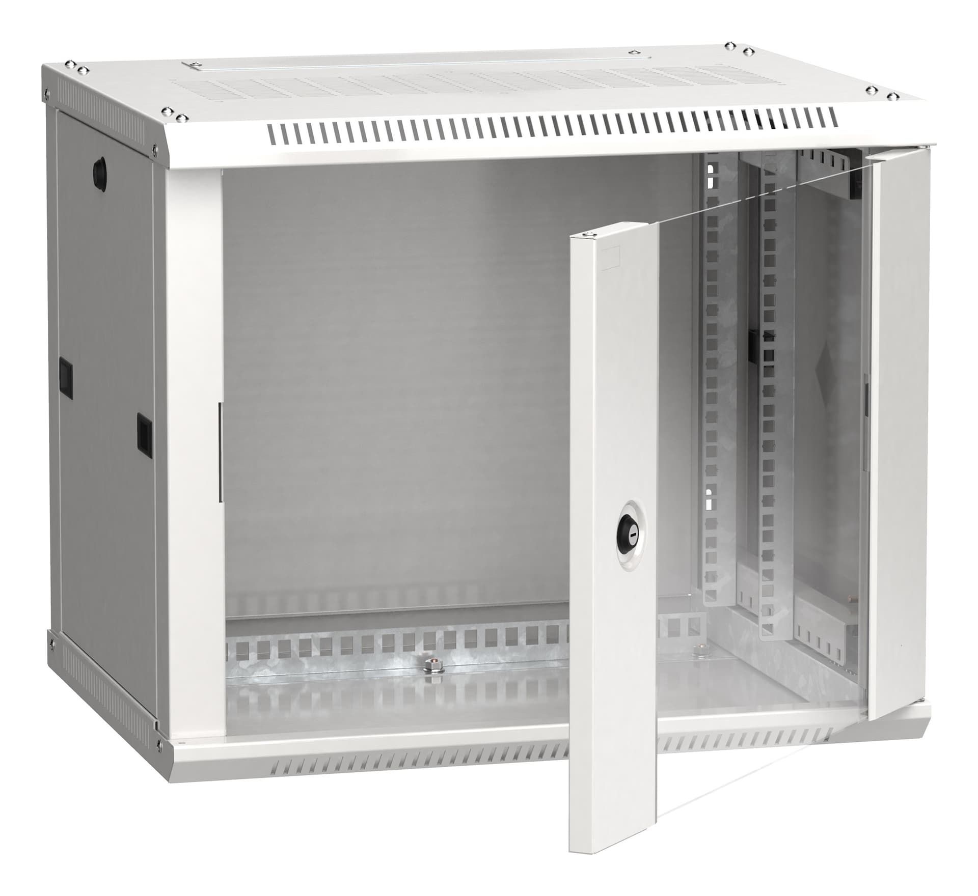 Шкаф коммутационный ITK Linea W (LWR3-09U64-GF) настенный 9U 600x450мм пер.дв.стекл 90кг серый 350мм 24кг 200град. 500мм IP20 IK08 сталь - фото 1