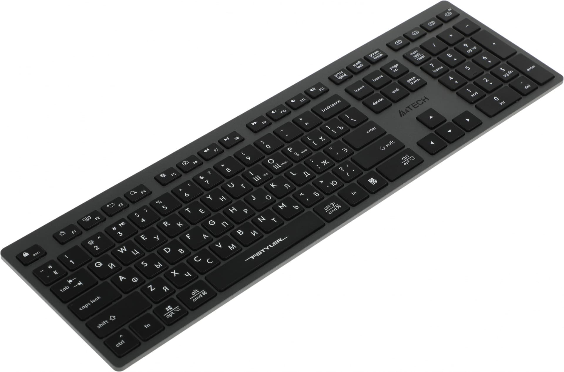 Клавиатура A4Tech FBX50C черный USB беспроводная BT/Radio slim Multimedia (FBX50C GREY) - фото 4