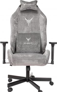 Кресло игровое Knight N1 Fabric серый Light-19 с подголов. крестов. металл - фото 2