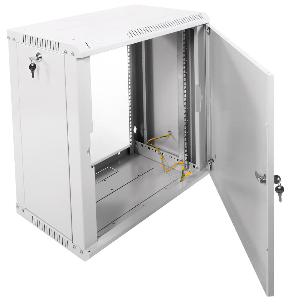 Шкаф коммутационный ЦМО ШРН-ЭКОНОМ (ШРН-Э-12.350.1) настенный 12U 600x350мм пер.дв.металл направл.под закл.гайки 85кг серый 300мм 15.39кг 180град. 608мм IP20 сталь - фото 2