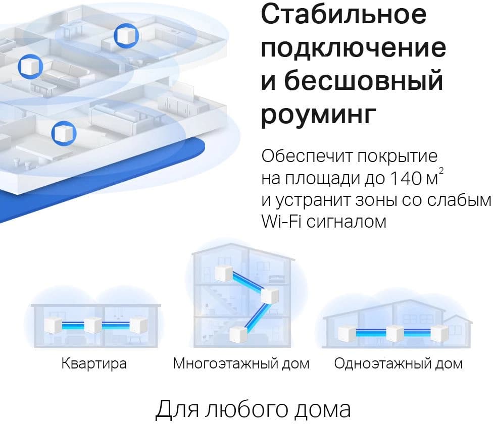Бесшовный Mesh роутер Mercusys Halo H30G (HALO H30G(3-PACK)) AC1300 10/100/1000BASE-TX белый (упак.:3шт) - фото 3