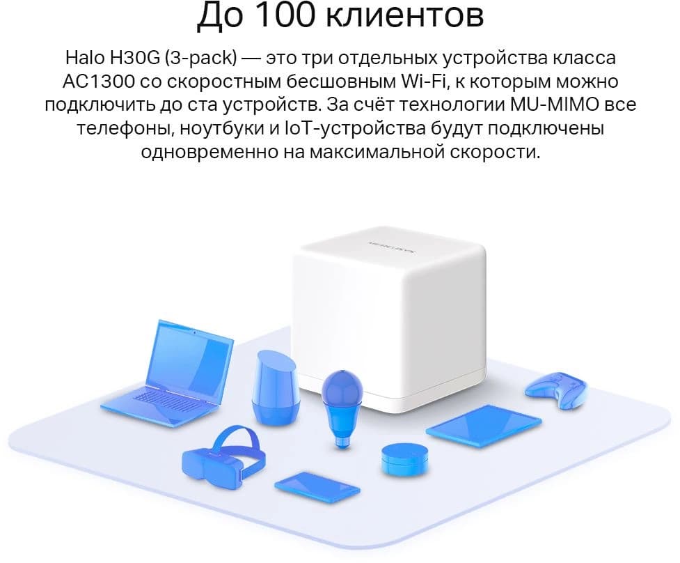Бесшовный Mesh роутер Mercusys Halo H30G (HALO H30G(3-PACK)) AC1300 10/100/1000BASE-TX белый (упак.:3шт) - фото 4