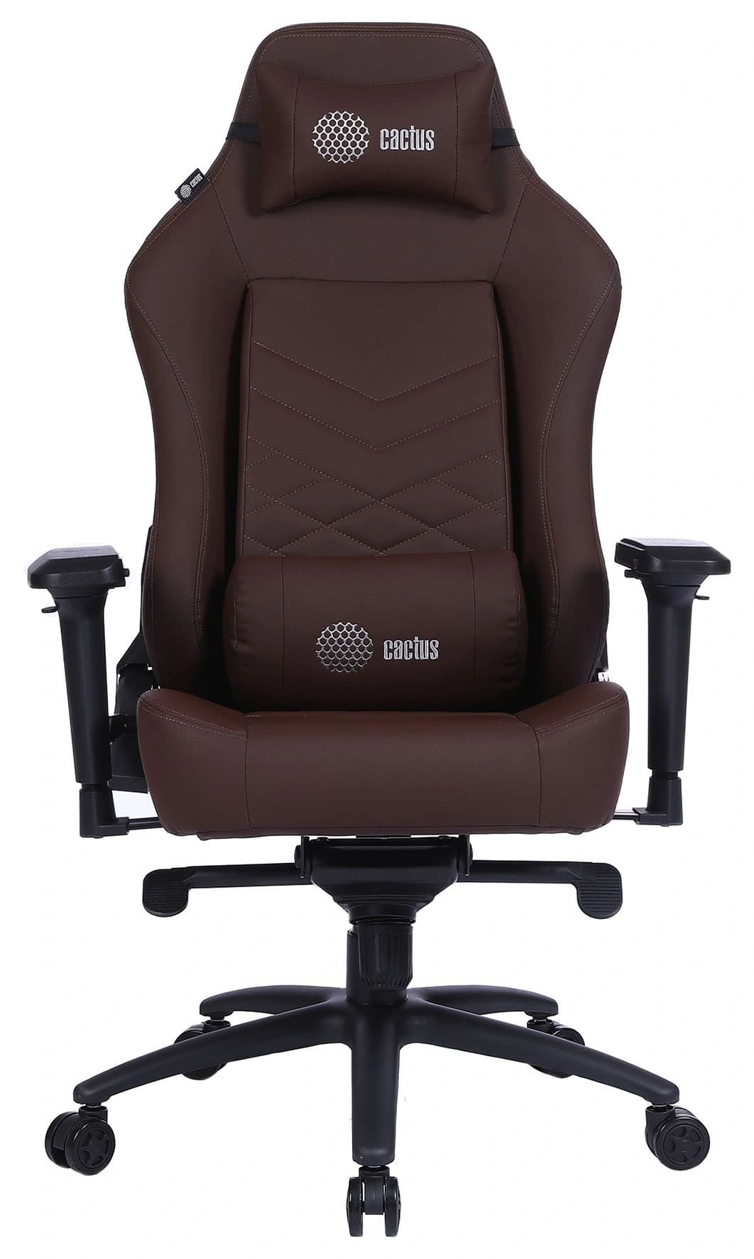 Кресло игровое Cactus CS-CHR-0112BR коричневый экокожа с подголов. крестов. сталь - фото 4
