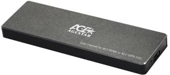 Внешний корпус SSD AgeStar 31UBVS6C NVMe/SATA USB3.0 алюминий черный M2 2280 B/M-key - фото 2