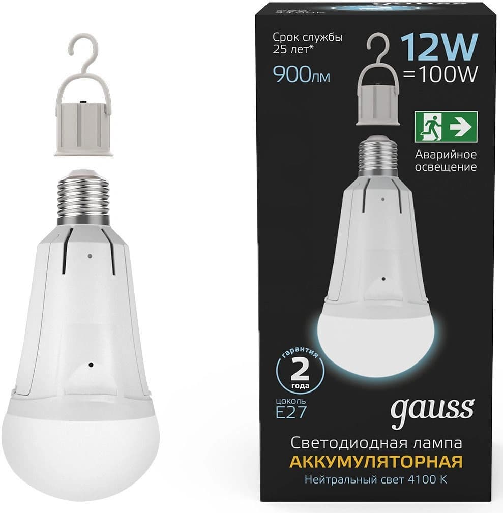 Лампа светодиодная Gauss 102002212 12Вт цок.:E27 груша 220B св.свеч.бел.нейт. (упак.:1шт) - фото 1