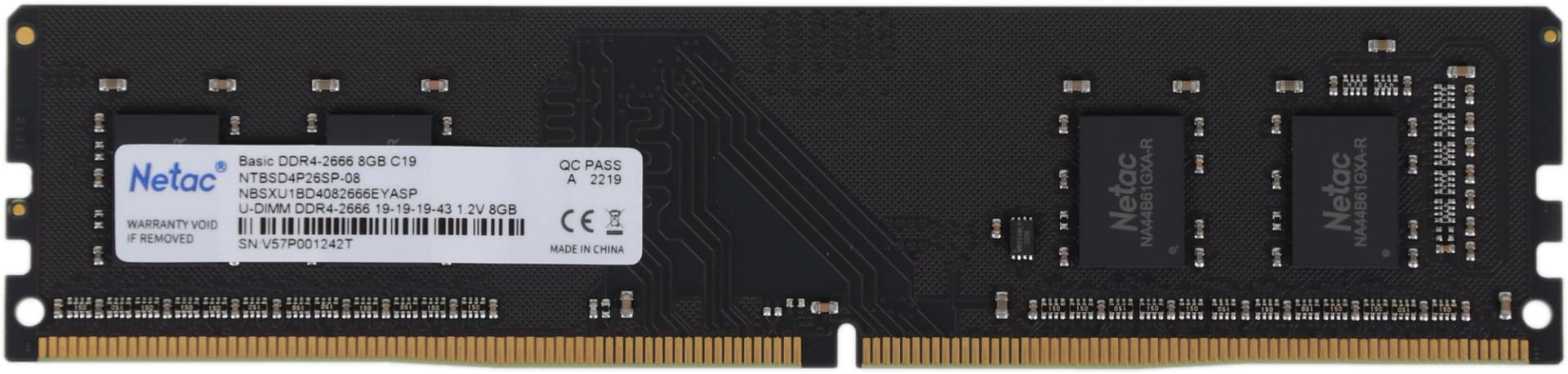 Память DDR4 8Gb 2666MHz Netac NTBSD4P26SP-08 Basic RTL PC4-21300 CL19 DIMM 288-pin 1.2В single rank Ret - фото 4