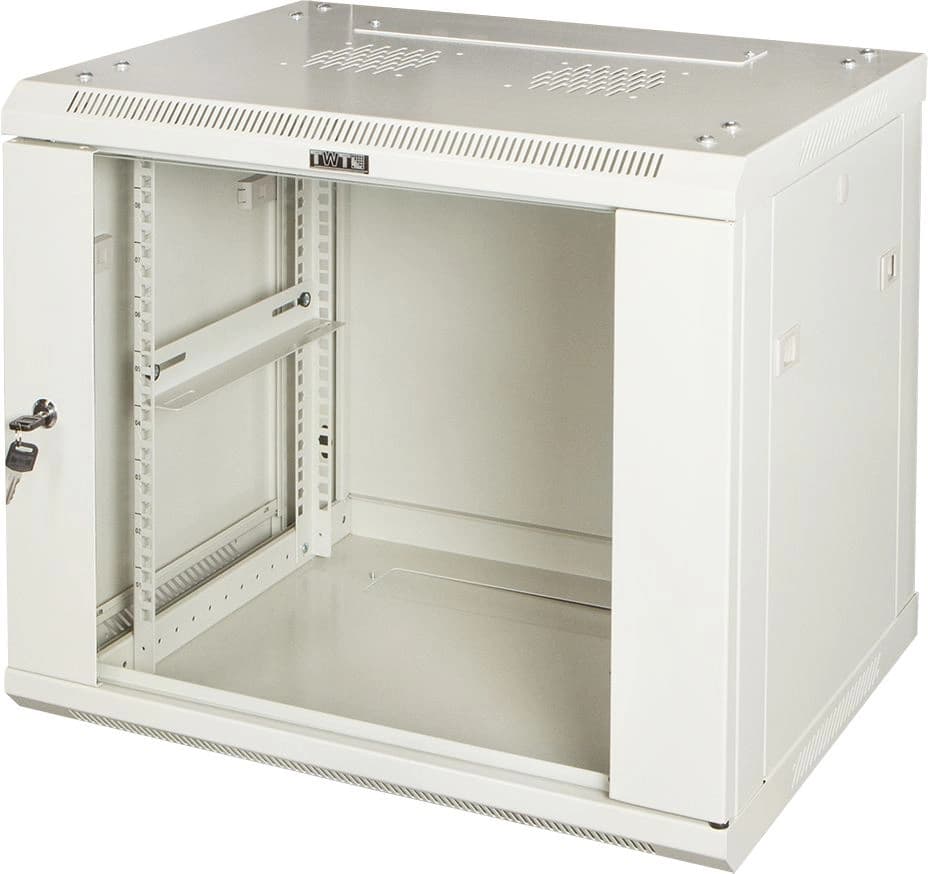 Шкаф коммутационный Lanmaster Pro (TWT-CBWPG-12U-6X8-GY) настенный 12U 600x800мм пер.дв.стекл 60кг серый 700мм 33.4кг 635мм IP20 металл - фото 1