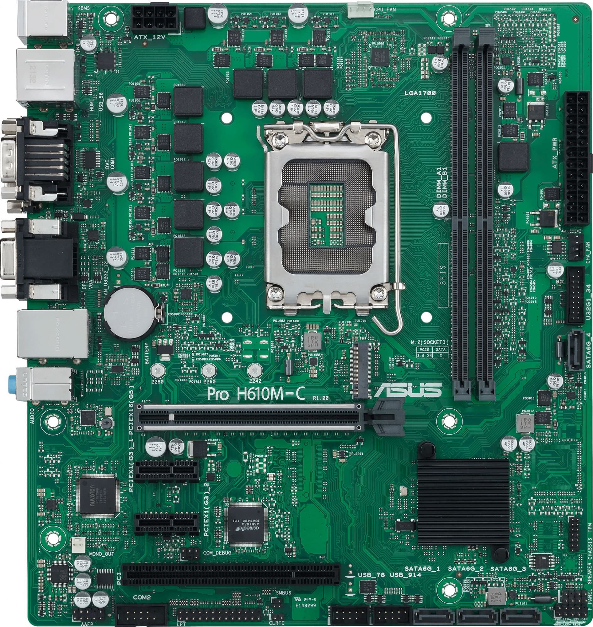 Материнская плата Asus PRO H610M-C-CSM Soc-1700 Intel H610 2xDDR5 mATX AC`97 8ch(7.1) GbLAN+VGA+DVI+HDMI+DP - фото 4