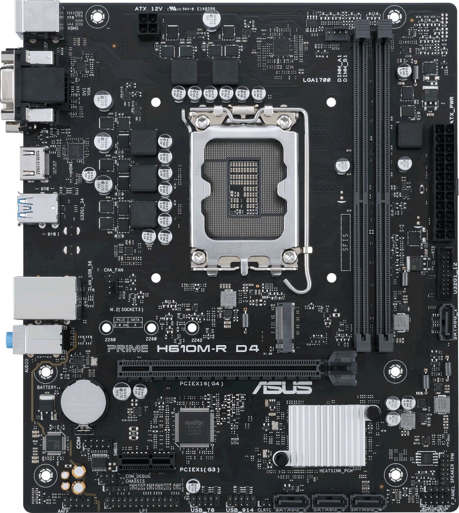 Материнская плата Asus PRIME H610M-R D4-SI Soc-1700 Intel H610 2xDDR4 mATX AC`97 8ch(7.1) GbLAN+VGA+DVI+HDMI White Box - фото 4