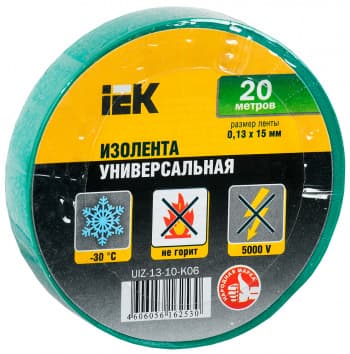 Изолента IEK ш.15мм 20м зеленый (UIZ-13-10-K06) - фото 2