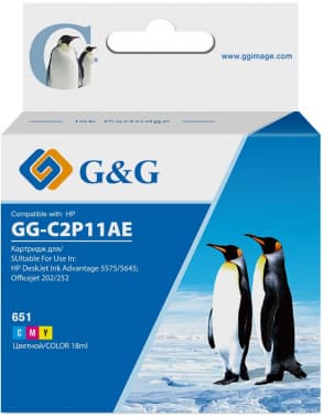 Картридж струйный G&G GG-C2P11AE 651 многоцветный (18мл) для HP DeskJet 5575/5645 - фото 2