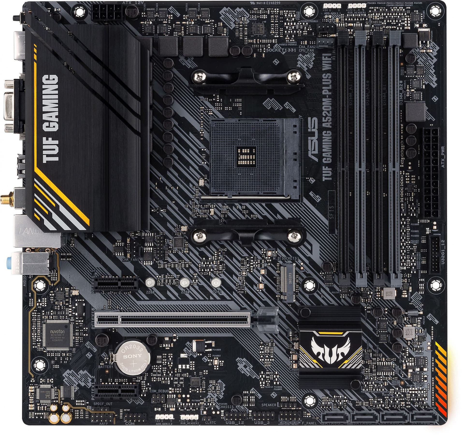 Материнская плата Asus TUF GAMING A520M-PLUS WIFI Soc-AM4 AMD A520 4xDDR4 mATX AC`97 8ch(7.1) 2xGgE RAID+VGA+HDMI+DP - фото 4