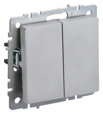 Выключатель IEK Brite ВС10-2-0-БрА скрыт. 2кл. IP20 алюминий (упак.:1шт) (BR-V20-0-10-K47) - фото 2