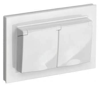 Розетка силов. IEK Brite РСбш12-3-44-БрБ BR-R26-16-44-K01-F двойн. скрыт. зазем. штор. крыш. IP44 белый (упак.:1шт) - фото 2