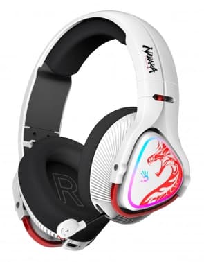 Наушники с микрофоном A4Tech Bloody MR720 белый/красный мониторные BT/Radio оголовье (MR720 NARAKA) - фото 2
