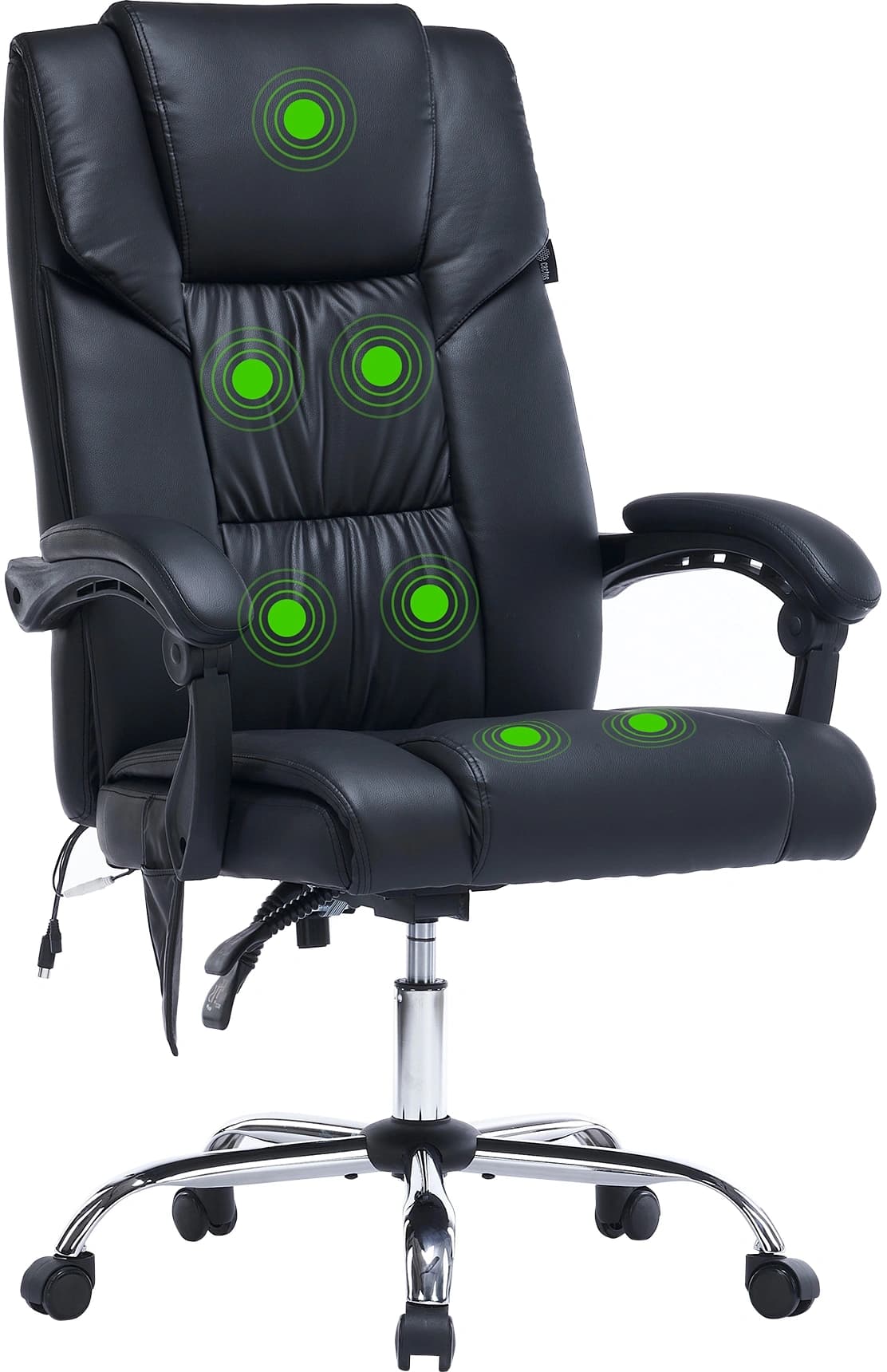 Кресло Cactus CS-CHR-OC02M-BK с вибромассажем черный экокожа крестов. сталь