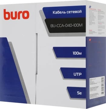 Кабель сетевой Buro BU-CCA-040-100M UTP 4 пары cat.5E solid 0.40мм CCA 100м серый - фото 5