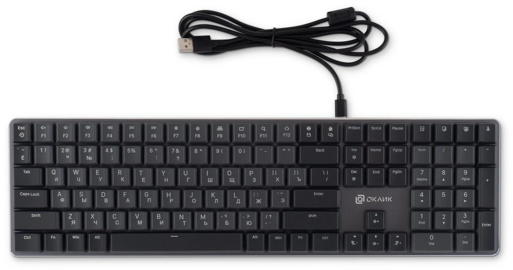 Клавиатура Оклик K953X механическая черный/серый USB Multimedia LED (1901086) кабель 1.5м