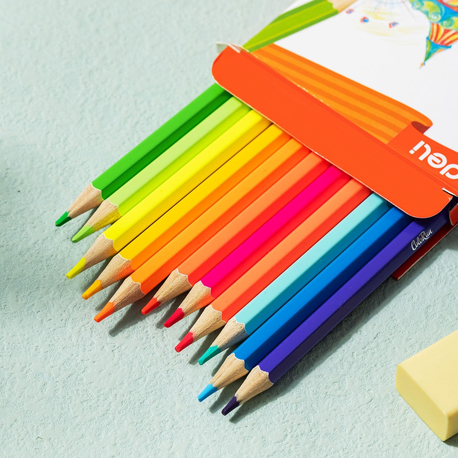 Карандаши цв. Deli EC128-12 ColoRun шестигран. дерево 12цв. коробка/европод. (12шт) - фото 4