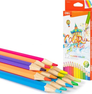 Карандаши цв. Deli EC128-12 ColoRun шестигран. дерево 12цв. коробка/европод. (12шт) - фото 2