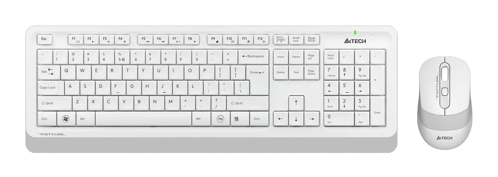 Клавиатура + мышь A4Tech Fstyler FG1010S клав:белый/серый мышь:белый/серый USB беспроводная Multimedia (FG1010S WHITE)
