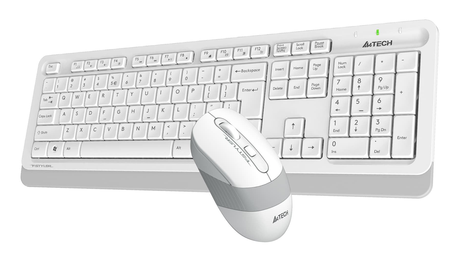 Клавиатура + мышь A4Tech Fstyler FG1010S клав:белый/серый мышь:белый/серый USB беспроводная Multimedia (FG1010S WHITE)